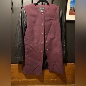Club Monaco Burgundy and Black Varsity Jacket